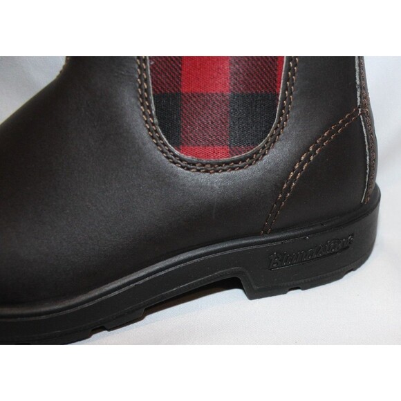 BLUNDDSTONE WOMEN'S 2308 BROWN RED PLAID LEATHER CHELSEA BOOTS NIB - Picture 6 of 7